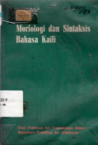 Morfologi dan Sintaksis Bahasa Kaili