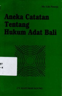 Image of Aneka Catatan Tentang Hukum Adat Bali